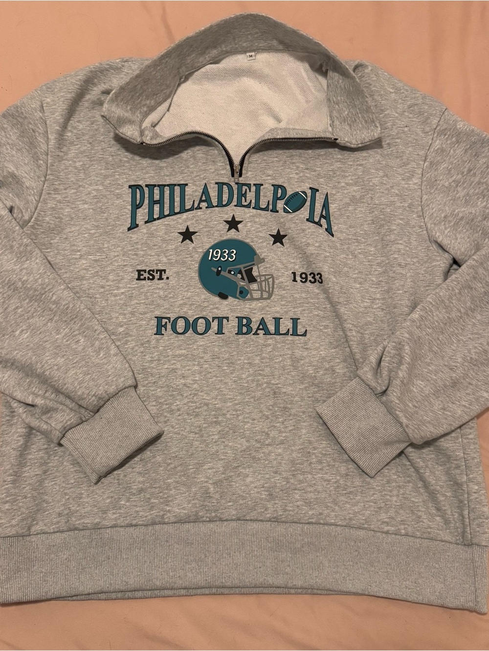 Philadelphia Football Gray Quarter-Zip Sweatshirt
